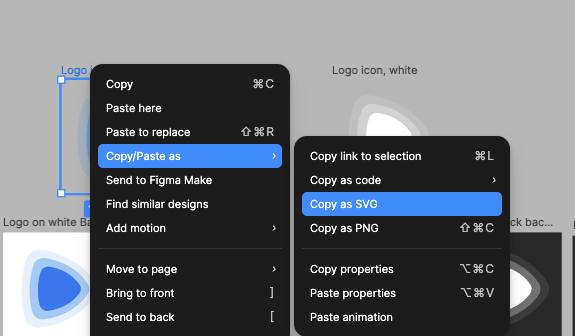 Copying a layer as SVG in Figma